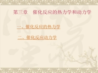 第三章 催化反应的动力学和热力学1