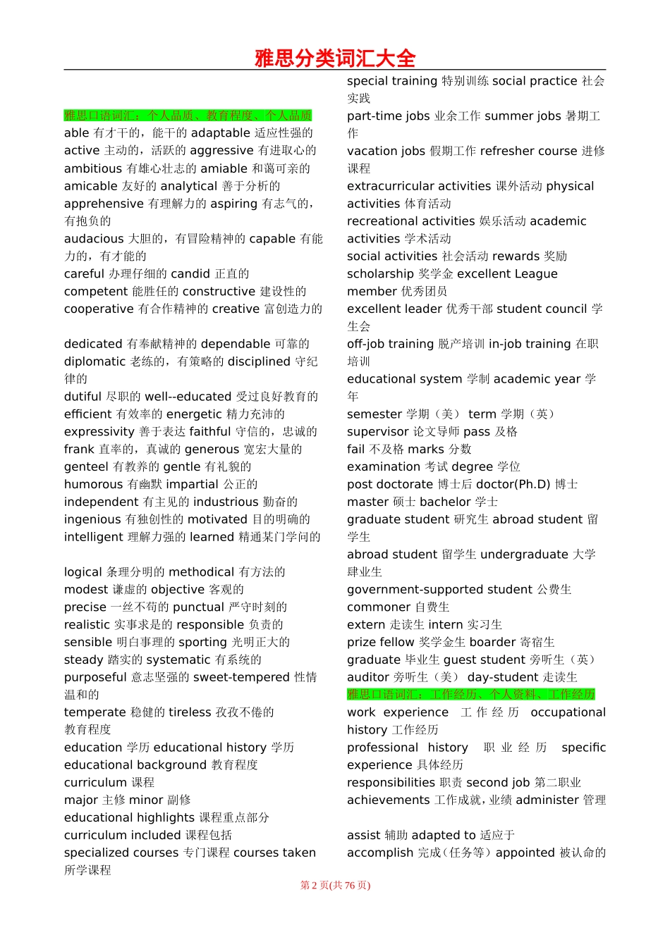 2017雅思词汇分类大全完整版_第2页