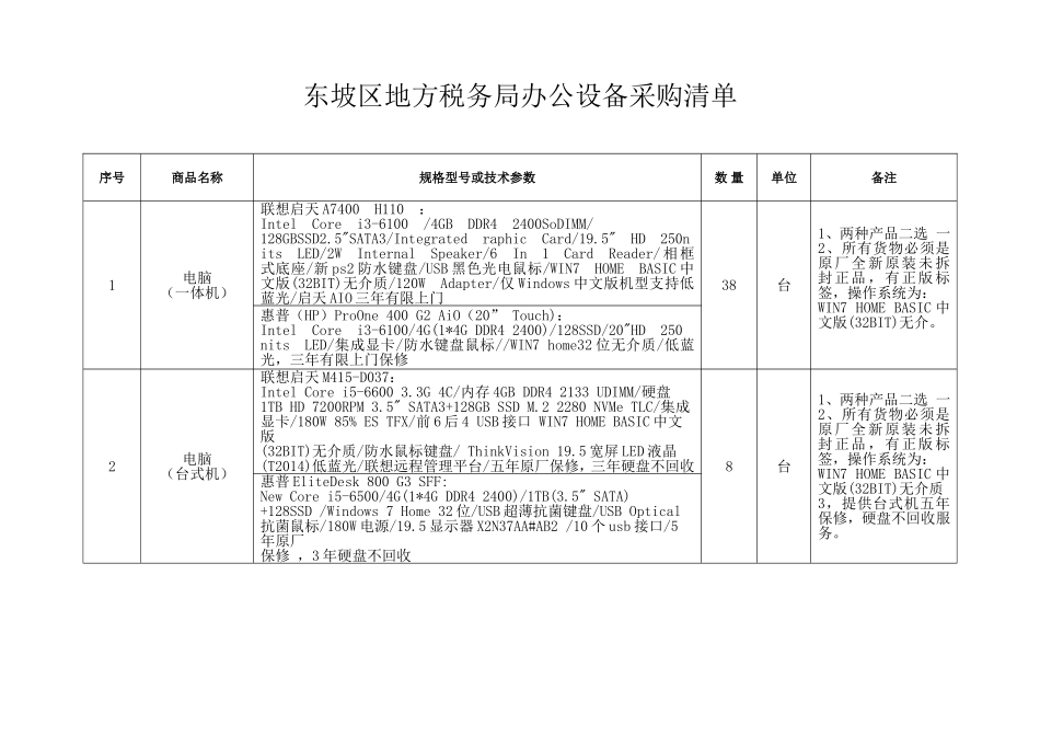 东坡区地方税务局办公设备采购清单 (2)_第1页