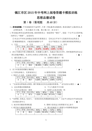 镇江市2015年思想品德模拟测试卷