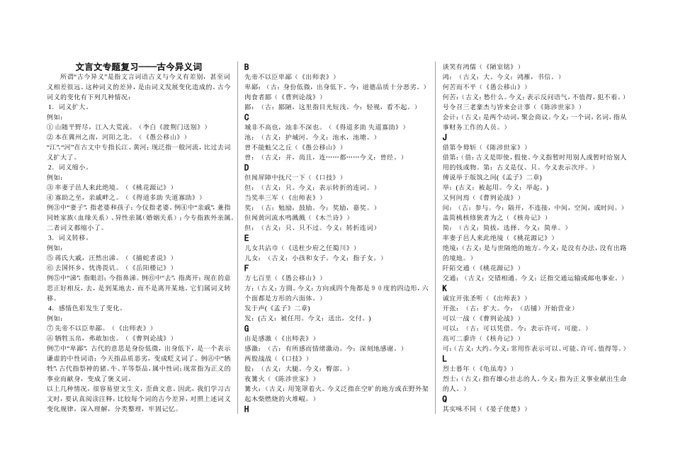 文言文专题复习——古今异义词_第1页