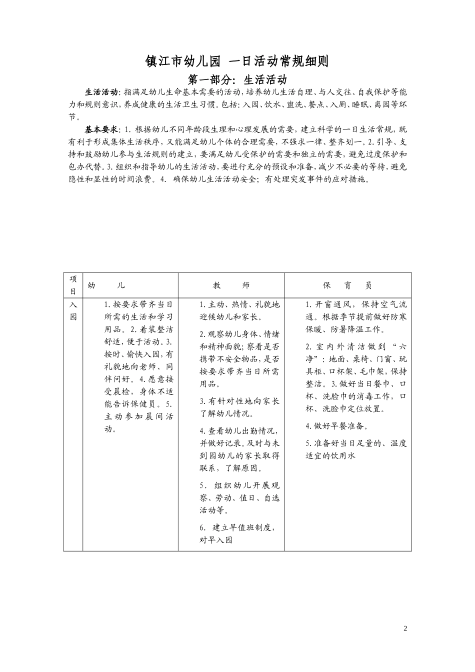 镇江市幼儿园一日活动常规细则 (2)_第2页