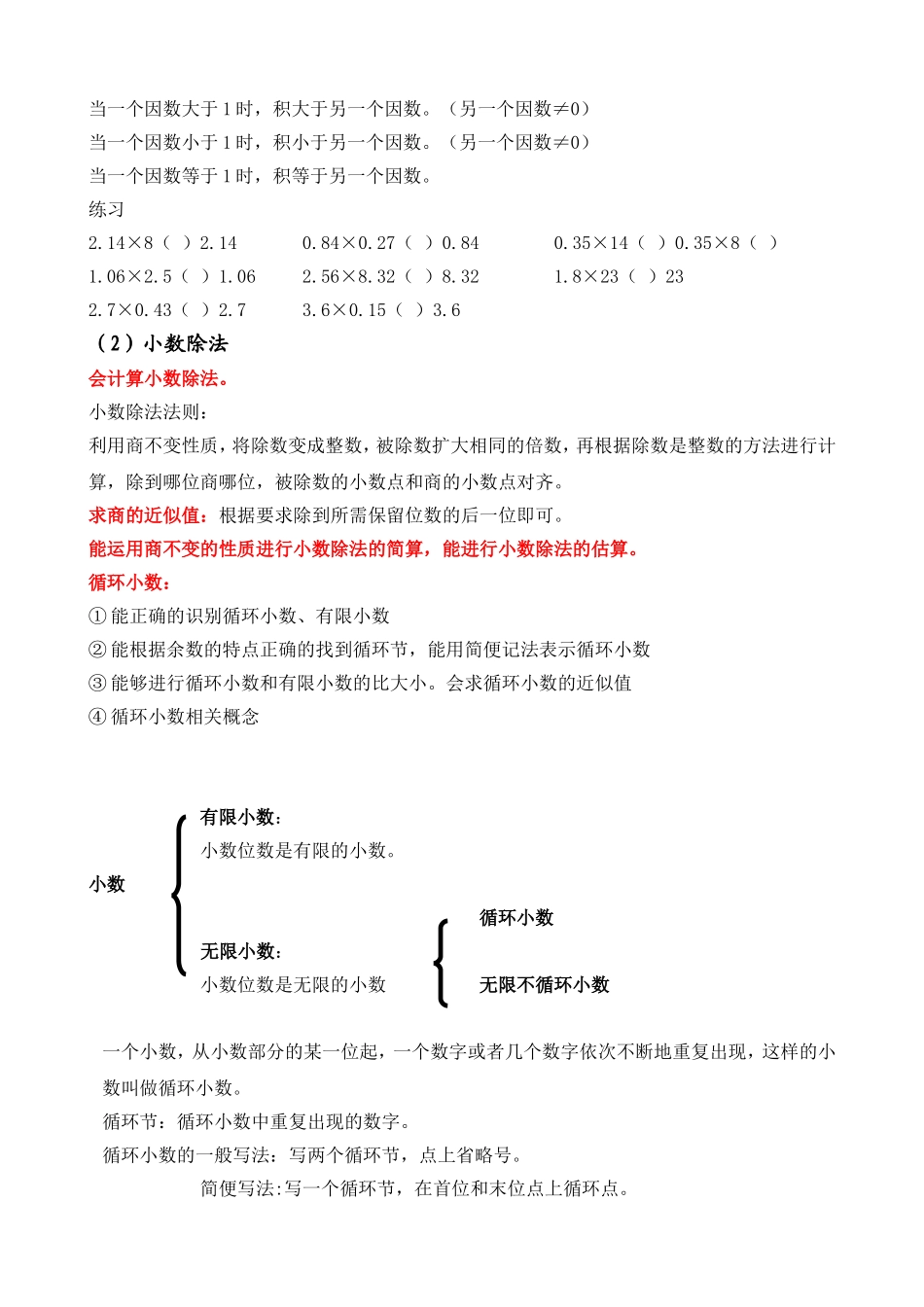 五年级上册数学小数乘除法知识点整理_第2页