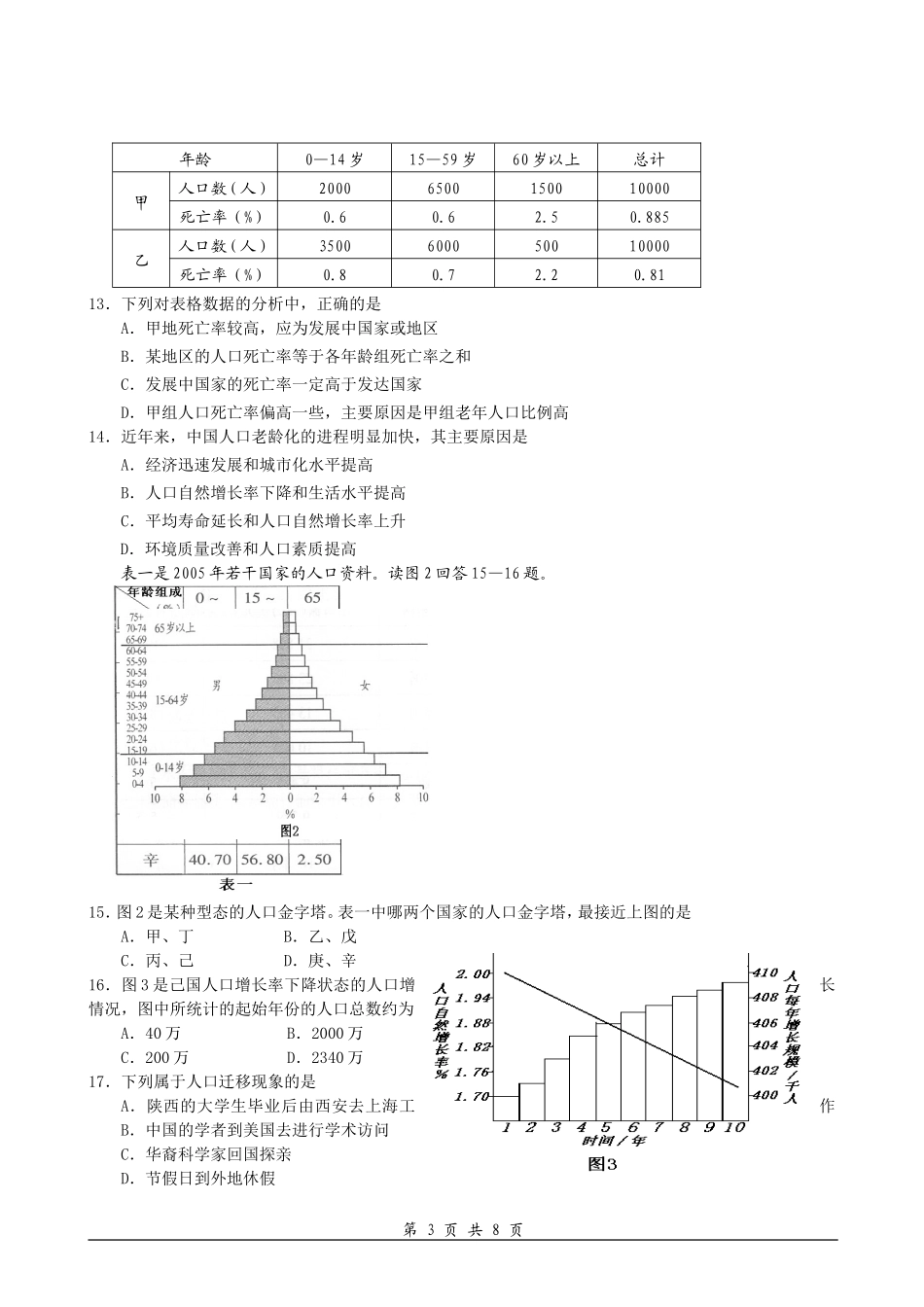 湘教版必修II第1单元检测题_第3页