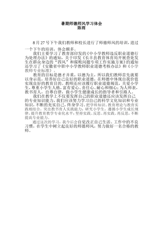 暑期师德师风学习体会