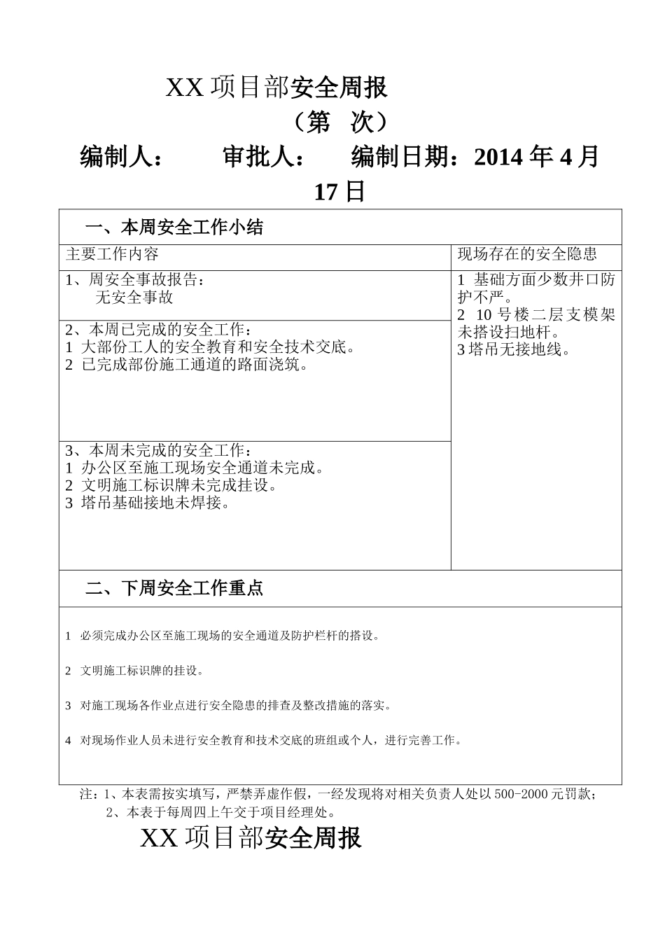 安全周报-样本_第1页