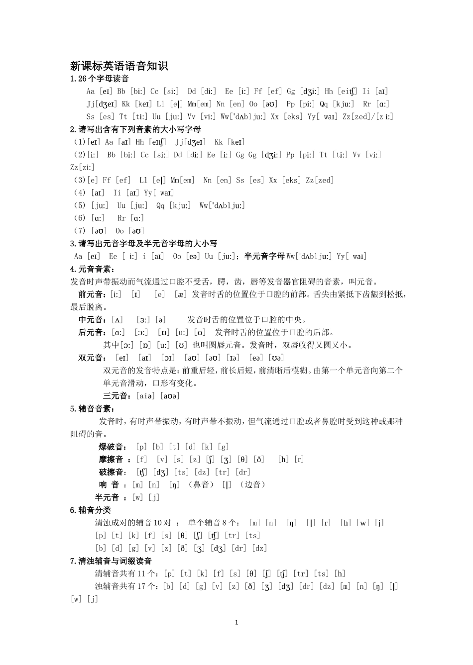 新课标英语语音知识_第1页