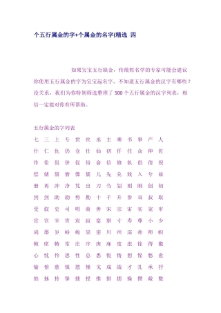 个五行属金的字+个属金的名字(精选 四