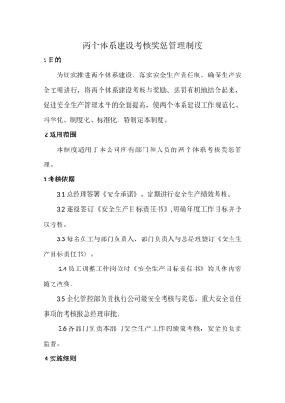 两个体系建设考核奖惩管理制度