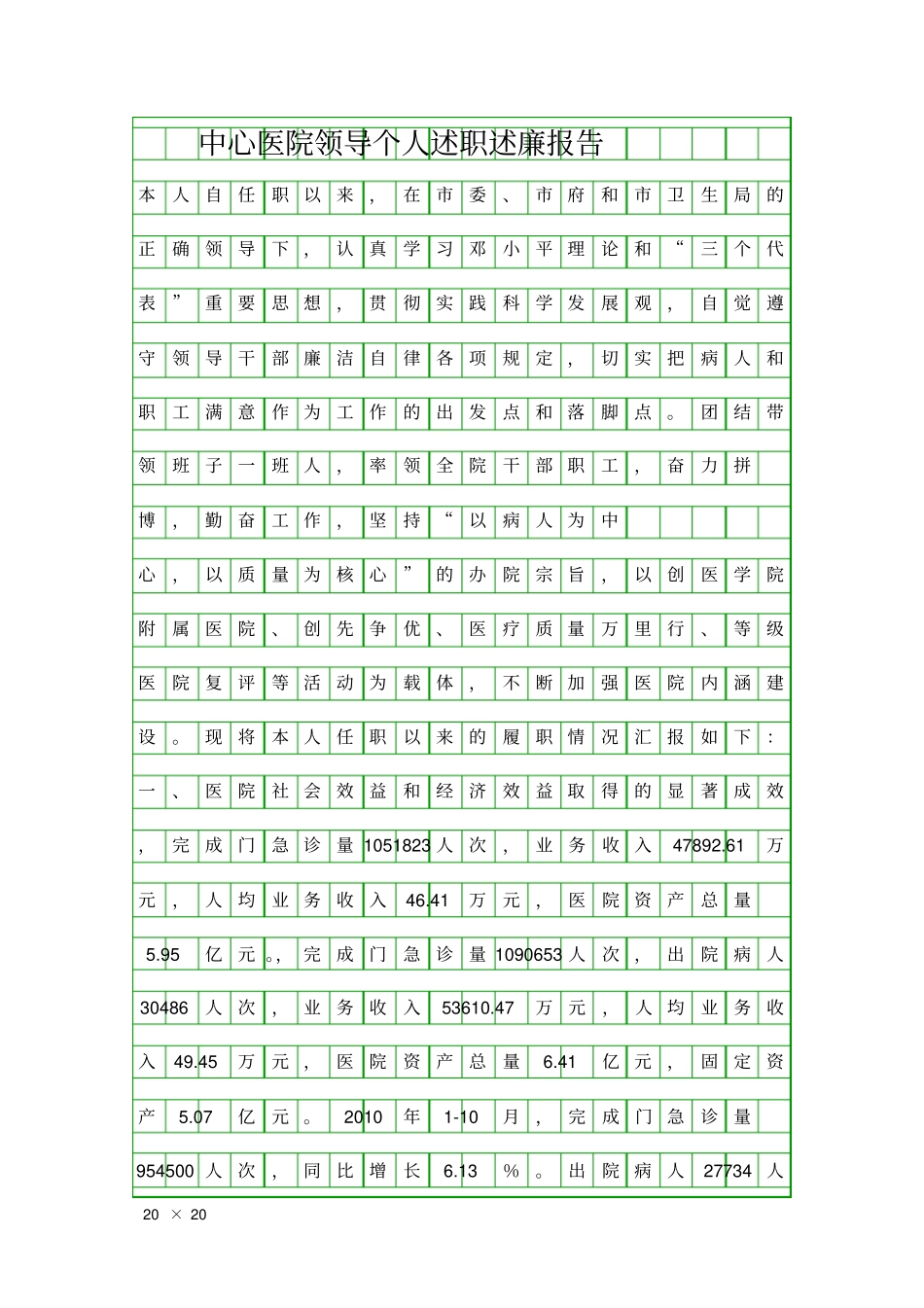 中心医院领导个人述职述廉报告精品工作报告_第1页