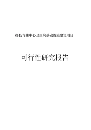 中心卫生院基础设施建设项目可行性研究报告