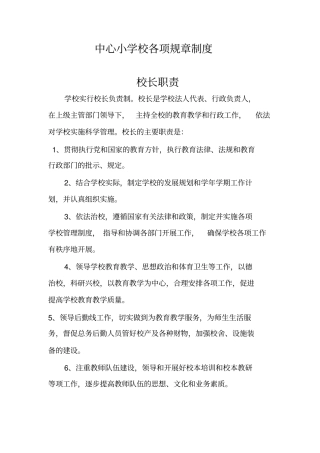 中心小学校各项规章制度汇编
