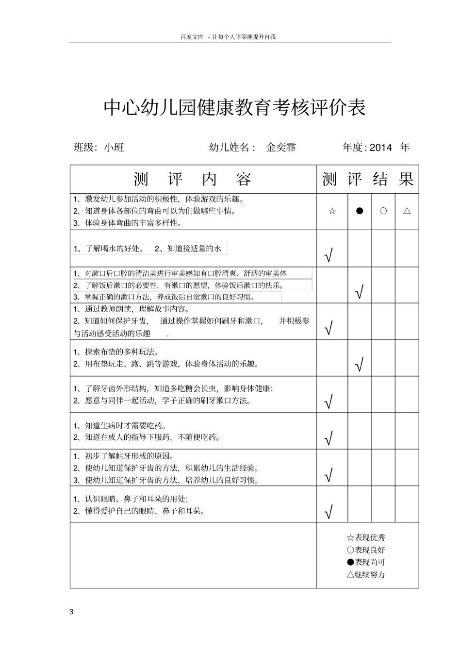 中心幼儿园健康教育考核评价表_第3页