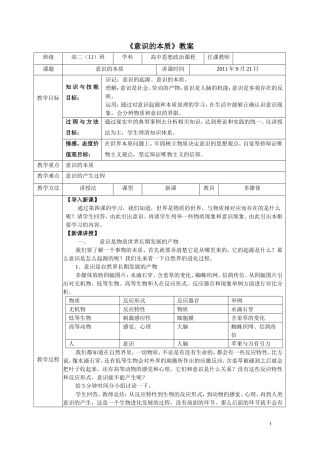 《意识的本质》教案