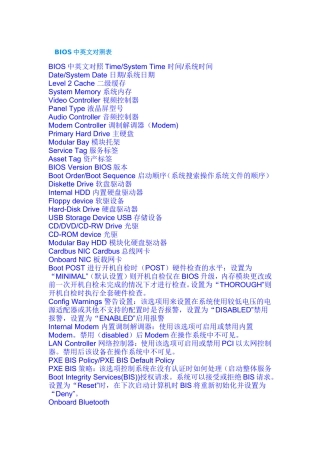 BIOS中英文对照表
