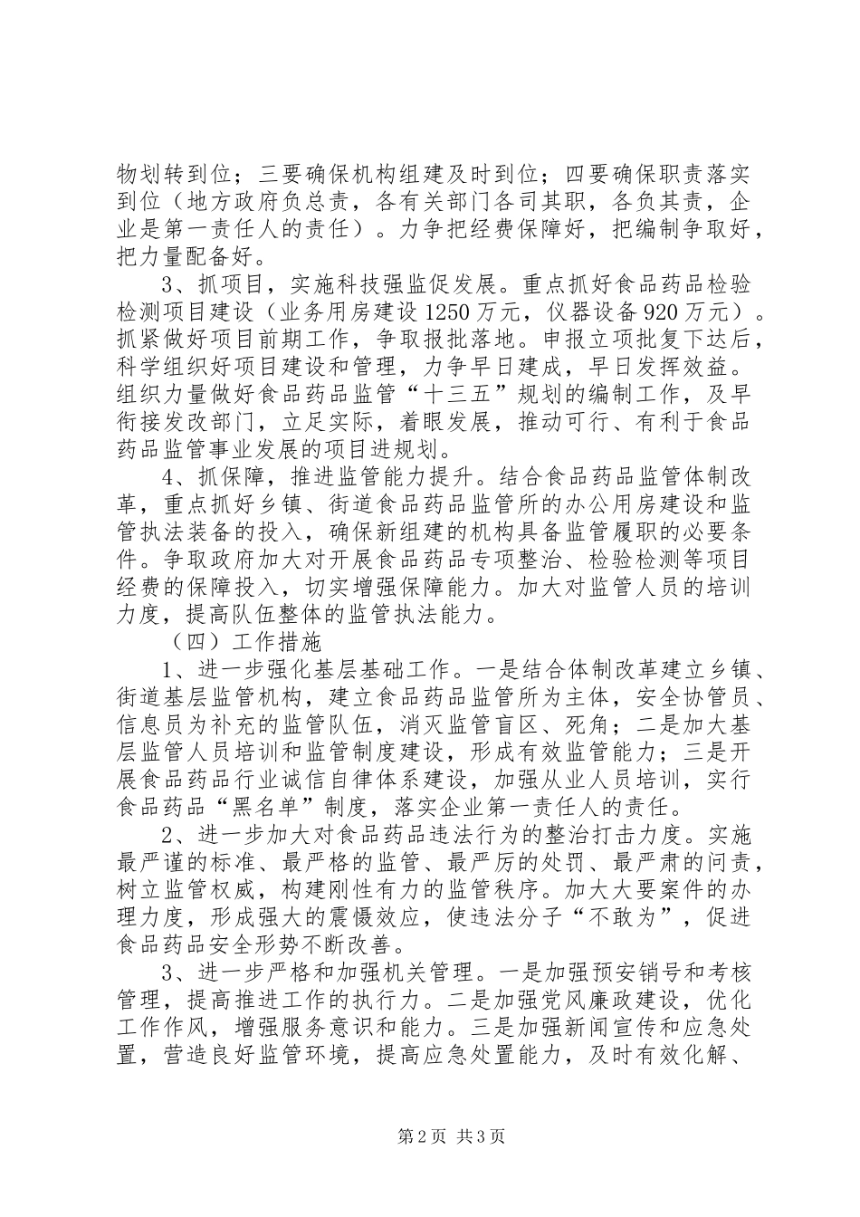 XX年食品药品监管工作计划_第2页