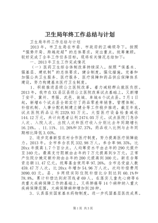 卫生局年终工作总结与计划