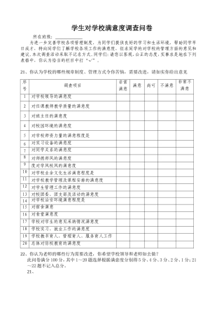 学生对学校教育满意度调查表