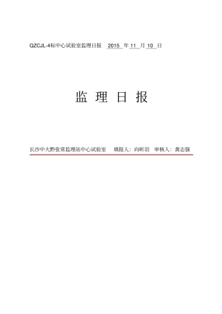 中心试验室监理日报20151110剖析