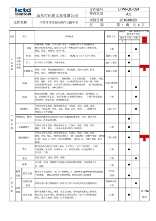 中性笔检验标准作业指导书