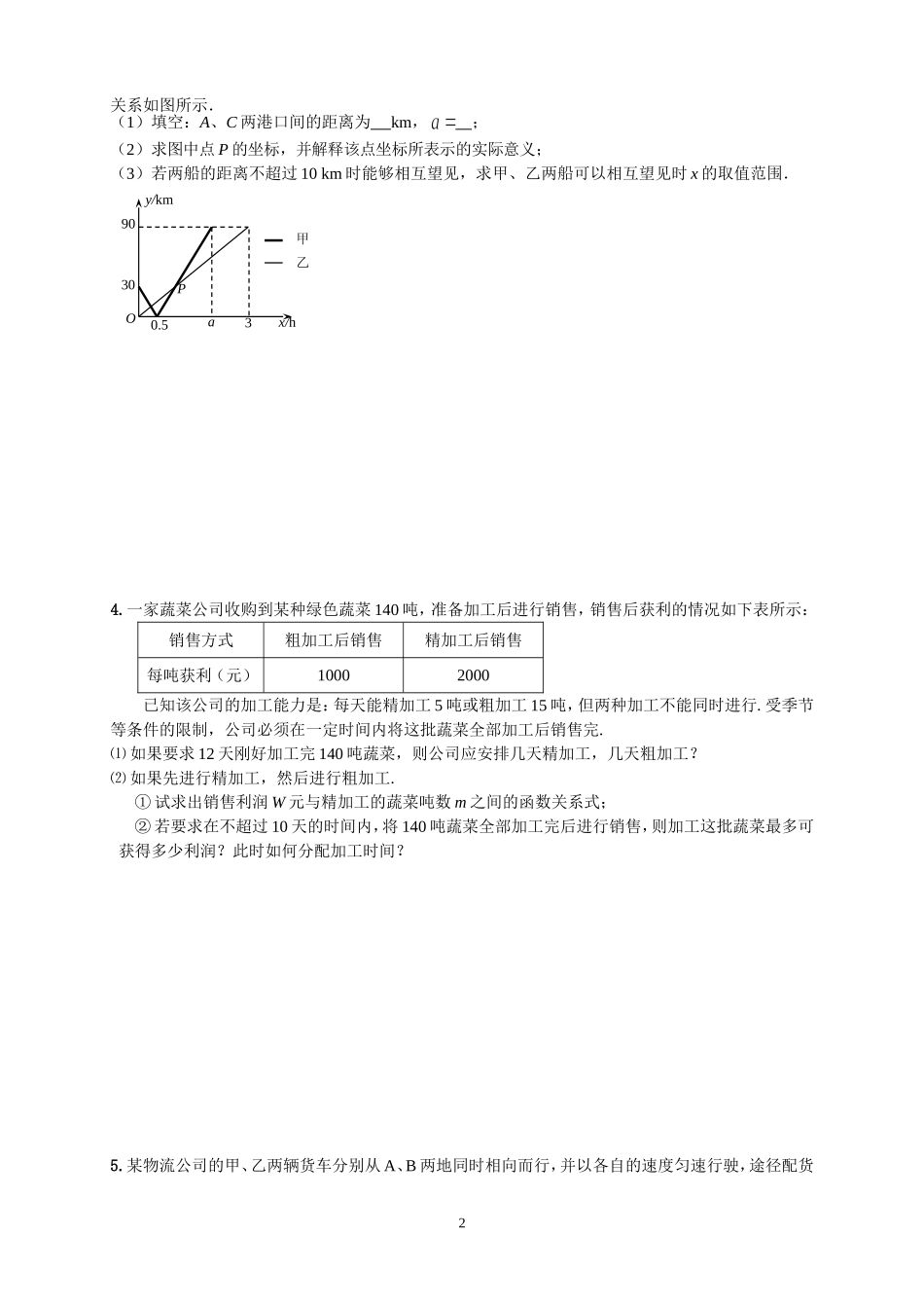 一次函数应用题专题训练_第2页