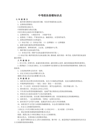 中考政治易错知识点