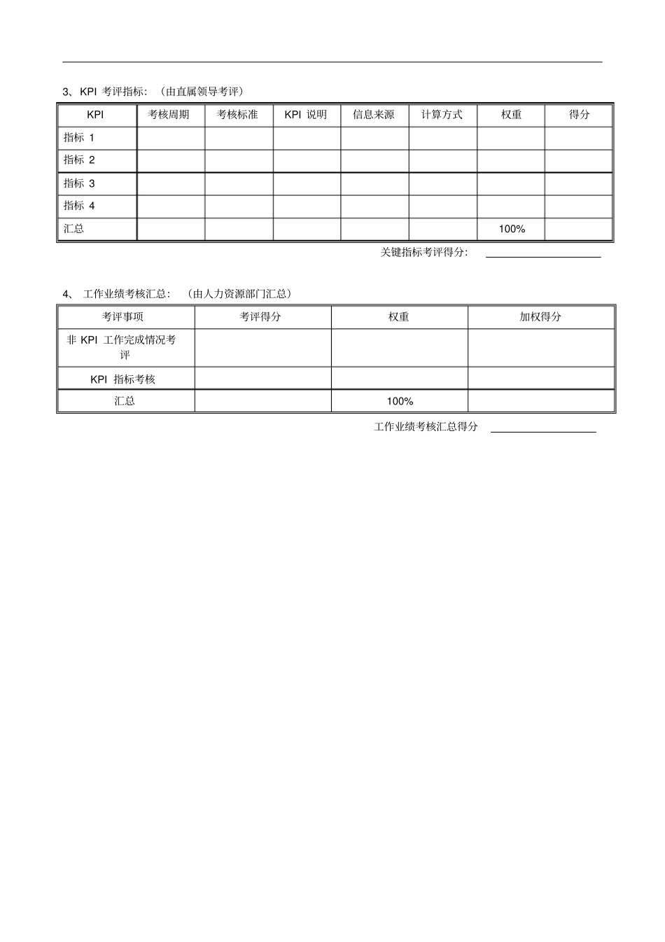 中期北京分公司绩效考评表_第2页