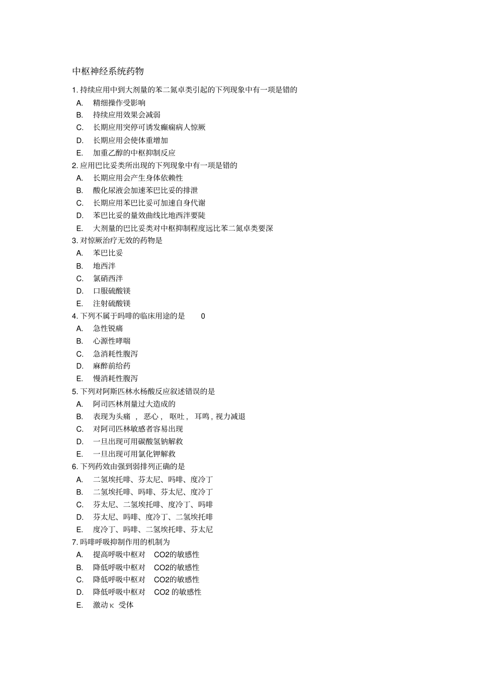 中枢神经系统药物详细_第1页