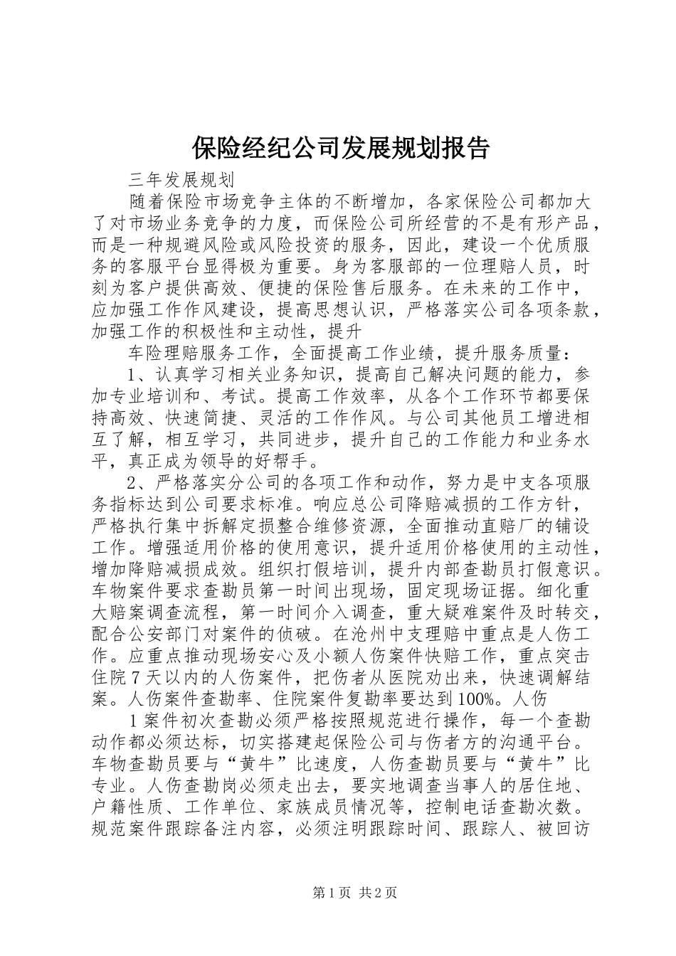 保险经纪公司发展规划报告_第1页