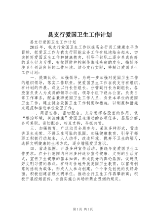 县支行爱国卫生工作计划