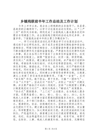 乡镇残联前半年工作总结及工作计划