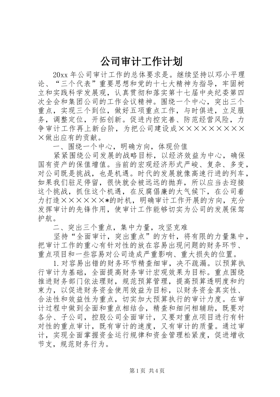 公司审计工作计划_第1页
