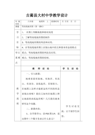 等高线地形图第一课时