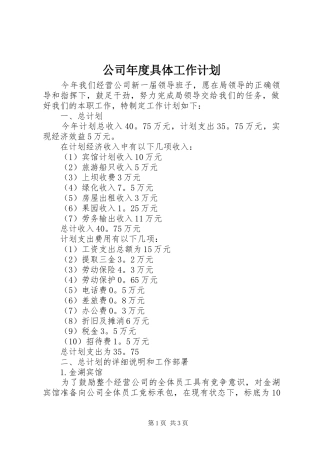 公司年度具体工作计划