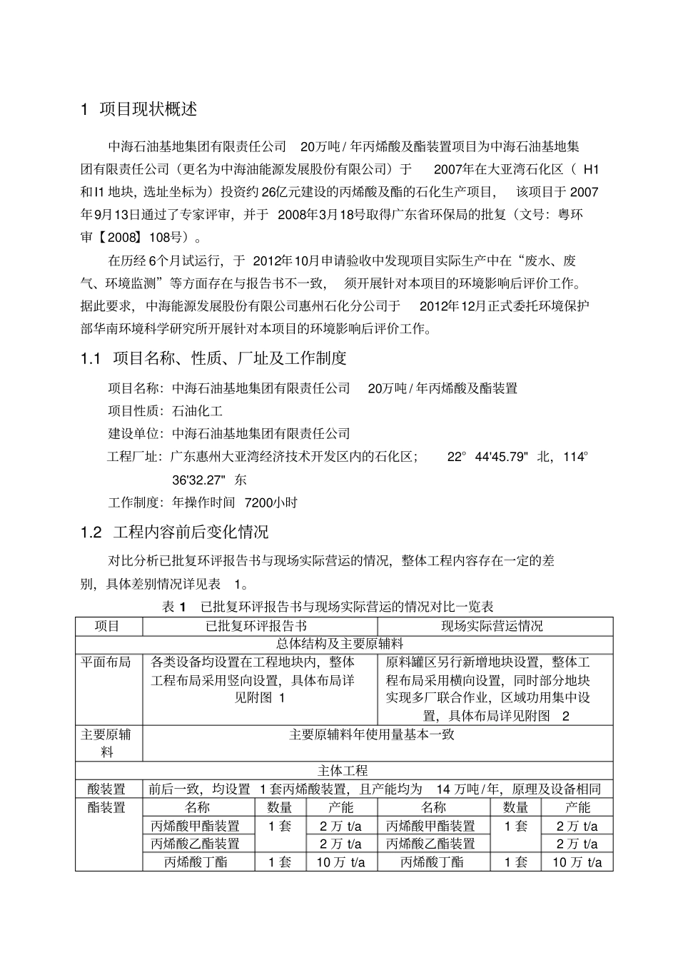 中海石油基地集团有限责任公司20万吨年丙烯酸及酯装置后环境影响评价报告书_第3页