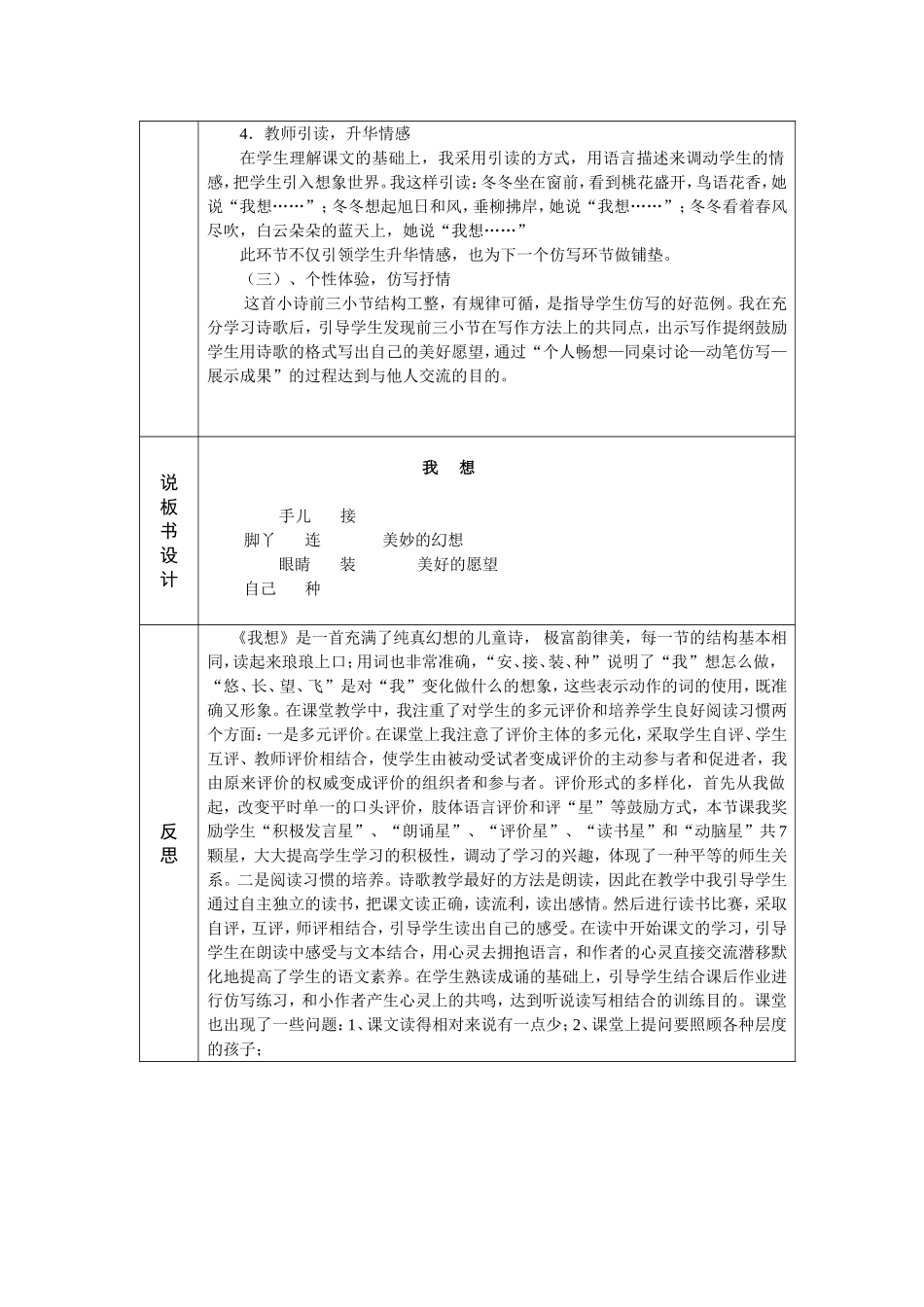 说课模板：《我想》说课稿_第3页
