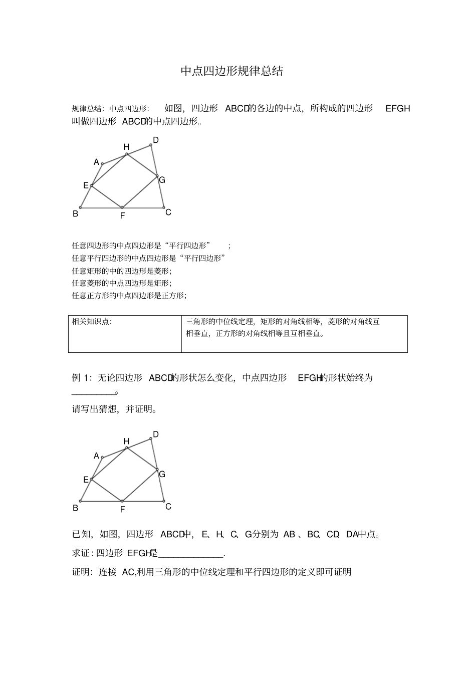 中点四边形问题总结--_第1页