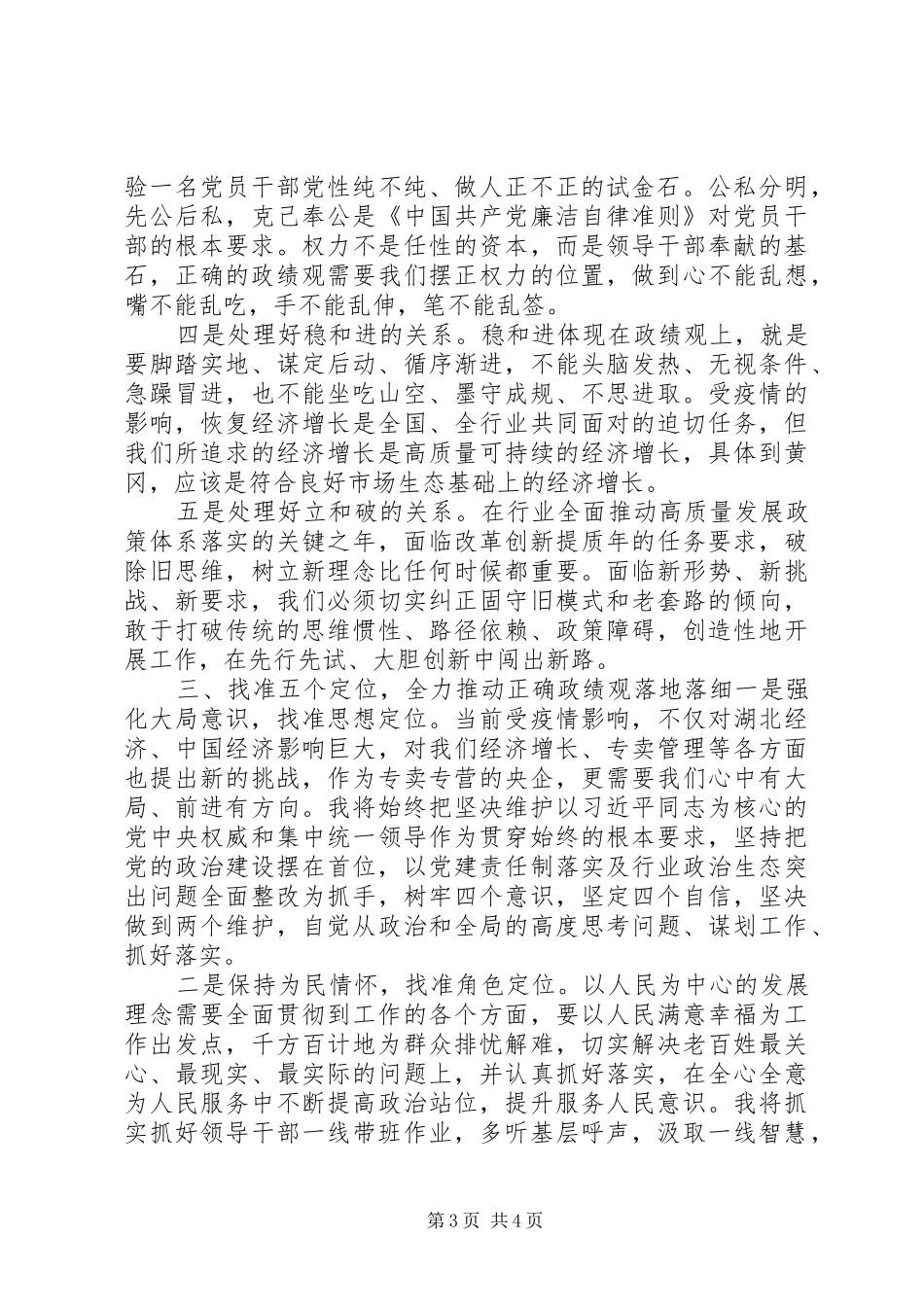 在“牢固树立正确政绩观，勇担新时代新使命”专题研讨交流发言_第3页