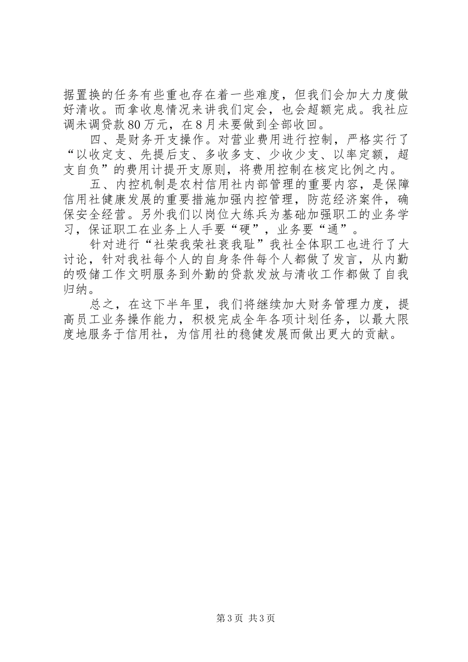 信用社下半年工作计划整改措施_第3页
