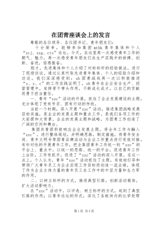 在团青座谈会上的发言