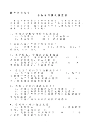 学生学习情况调查表问卷调查