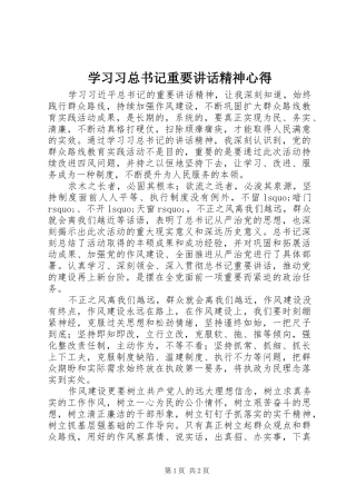学习习总书记重要讲话精神心得