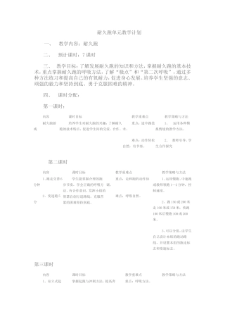 耐久跑单元教学计划