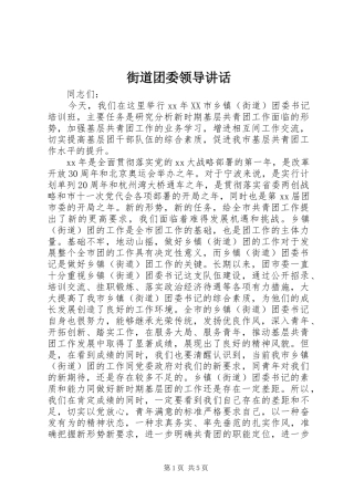 街道团委领导讲话