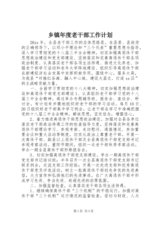 乡镇年度老干部工作计划