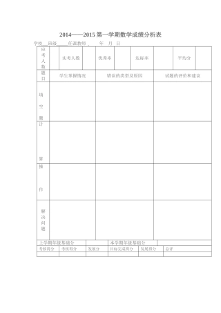 小学数学期末成绩分析
