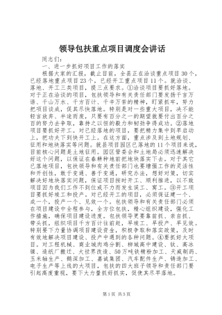 领导包扶重点项目调度会讲话
