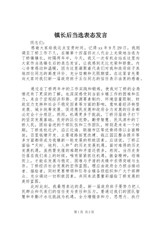 镇长后当选表态发言