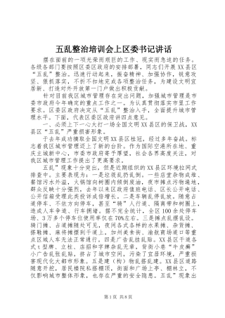 五乱整治培训会上区委书记讲话