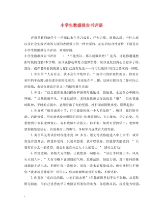 小学生数据报告书评语 